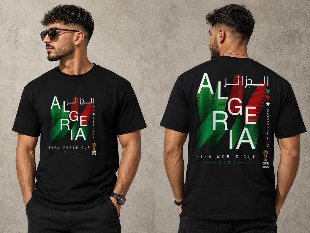 DZ ALGERIA -DESIGN TISHIRT  – FIFA World Cup 2026 |- BLACK PREMIUM